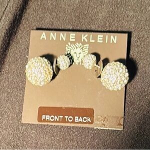 Anne Klein Crystal Diamond Front to Back Earrings